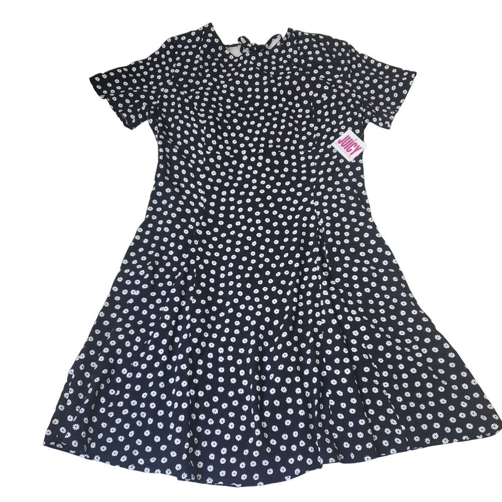 Juicy by juicy Couture dress womens mini dress size‎ Large Black floral backless